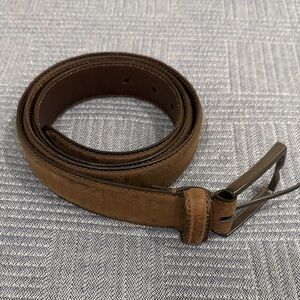 James Campbell Brown Suede Belt with Gunmetal Buckle